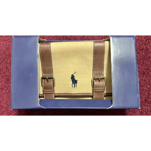 Polo Ralph Lauren Other - Vintage Polo Ralph Lauren Foldable Tan Brown Leather Strap Toiletry Travel Bag